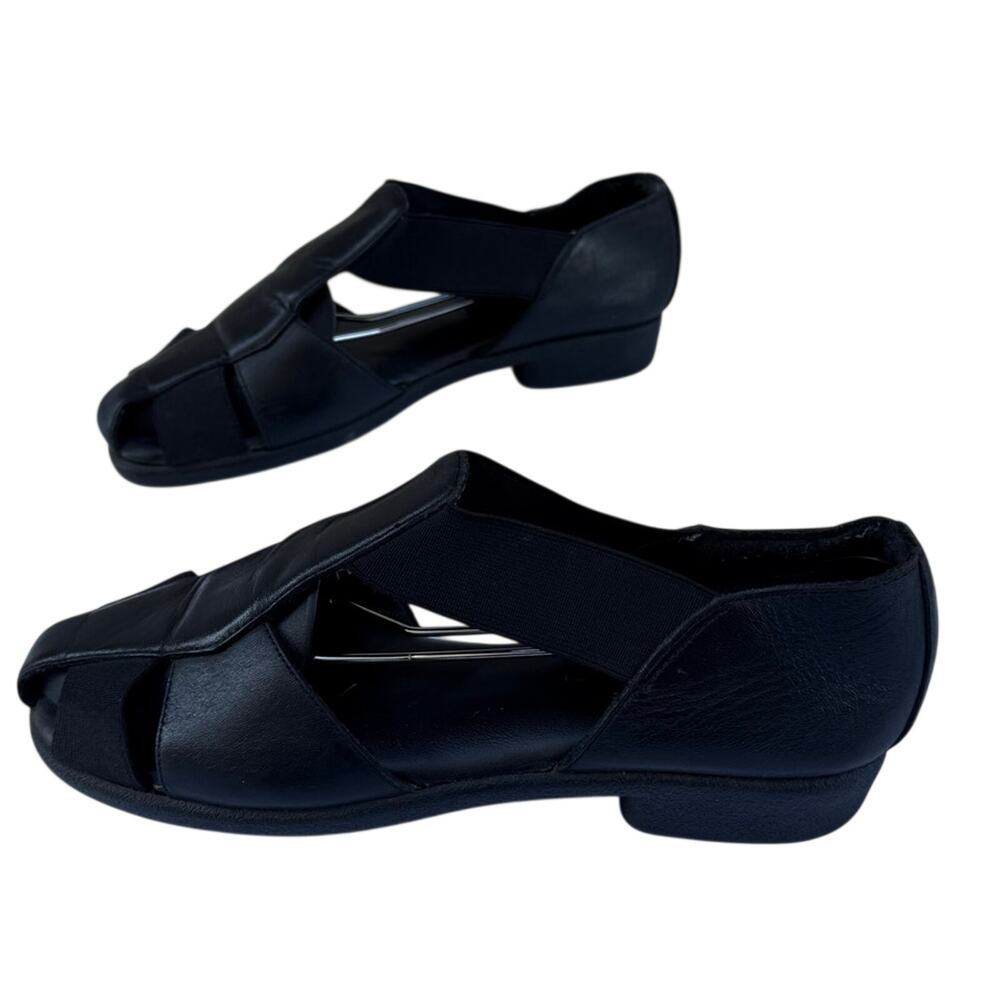 Airspree Women's Black Sandals Slip On Leather Size 7 summer